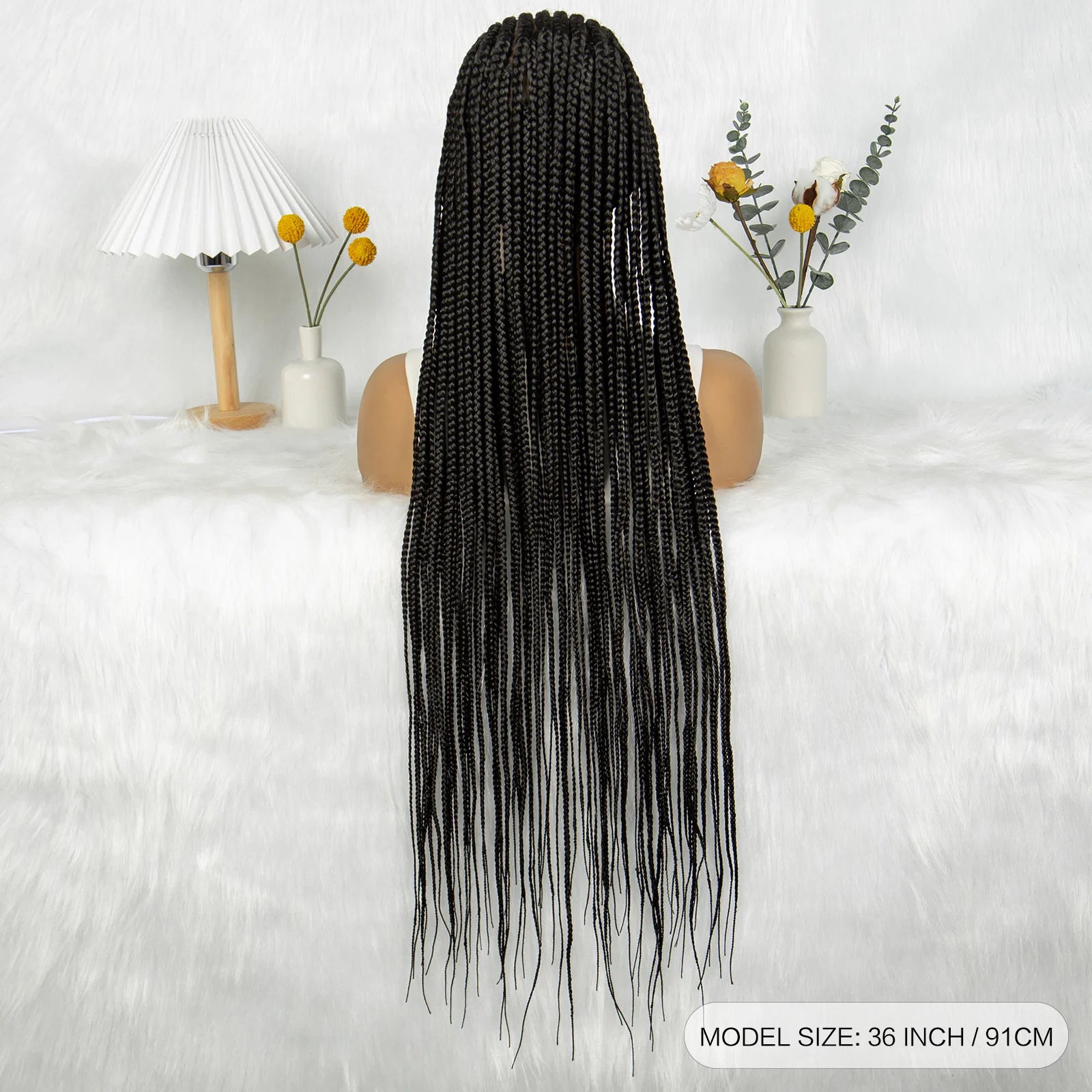 HD Transparent Full Lace Knotless Box & Cornrow Braids Wig Luxegan