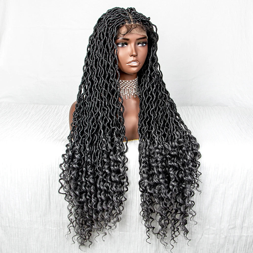 Colorful Dreadlocks & Water Wave Braids Wig | Lace Front | Baby Hair Luxegan