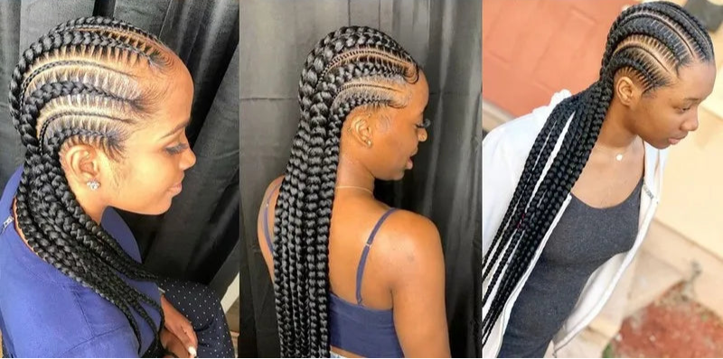 36" Cornrow Braided Wig | Full Lace Frontal | With Baby Hair | For Black Women