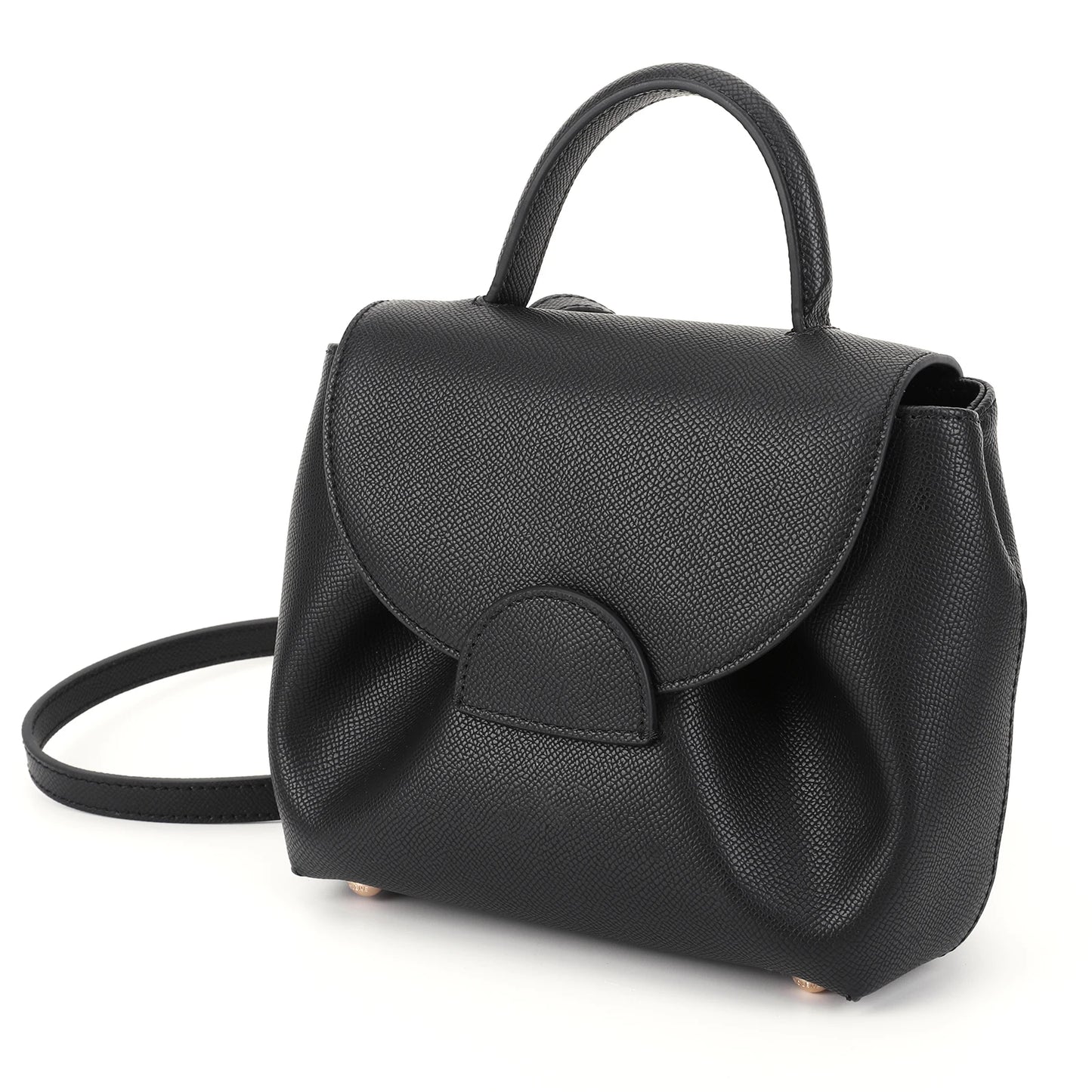 French Cowhide Small Satchel | Retro Trend Mini Crossbody Bag for Women (Classic Solid Flap Top-Handle Luxury Designer Handbag) Luxegan