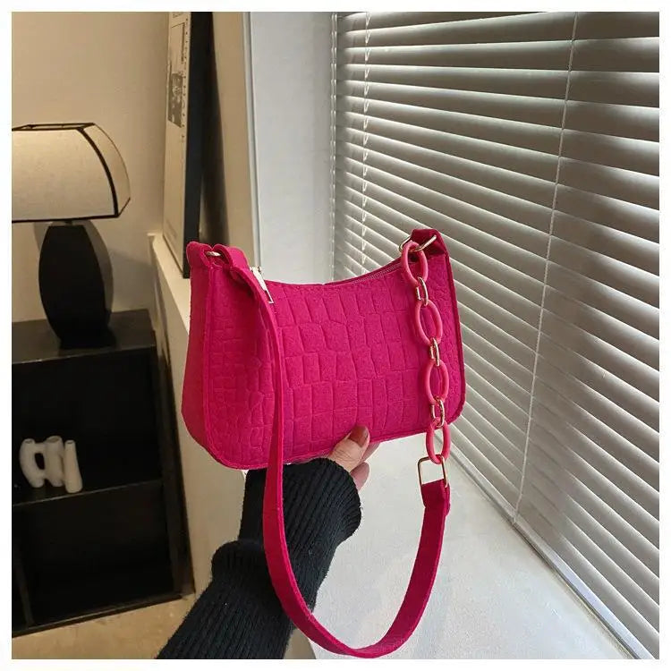 Fashion Felt Shoulder Bag | Minimalist Underarm Handbag Luxegan