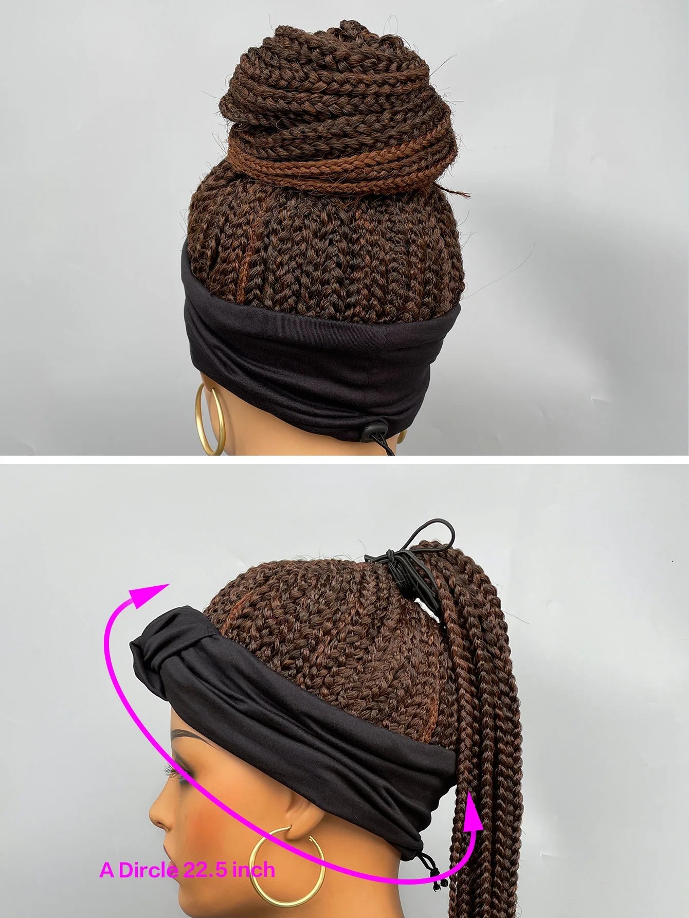 26" Twist Cornrow Headband Wig | Crochet Braids | Long Straight Synthetic Luxegan