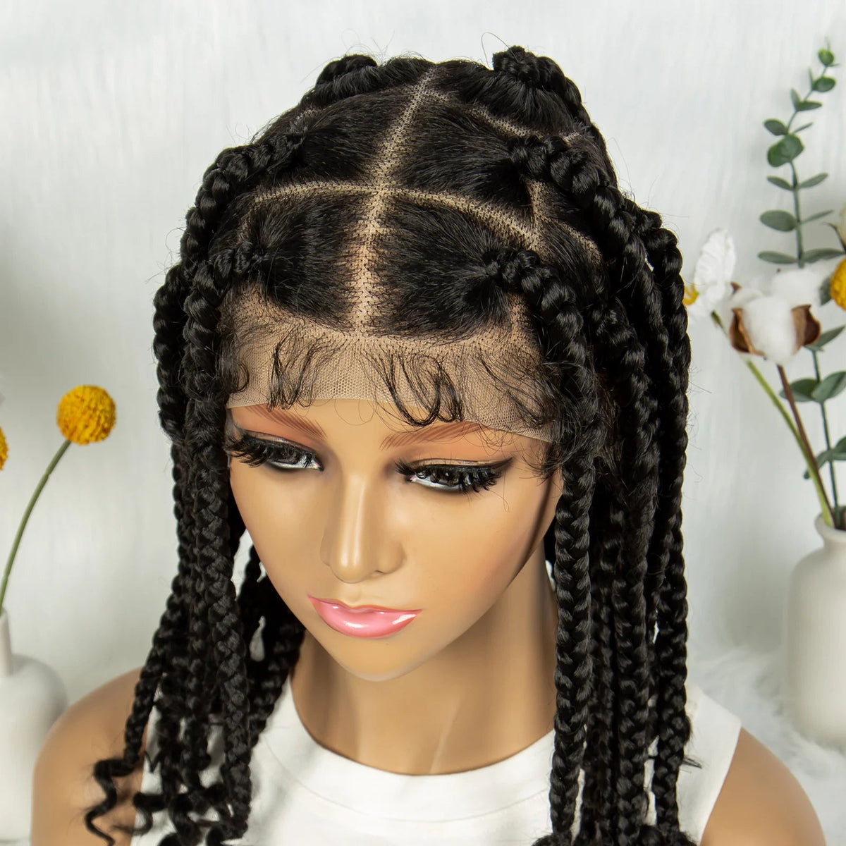 KIMA 14 Inches Synthetic Braiding Wigs Square Box Braided HD Full Lace Wigs for Africa Women Braided Wig with Baby Hair Luxegan