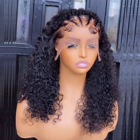 16" Afro Kinky Curly Braided Lace Front Wig | 250% Density | Brazilian Remy Hair | 13x4 Lace Luxegan
