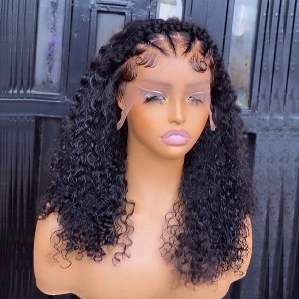16" Afro Kinky Curly Braided Lace Front Wig | 250% Density | Brazilian Remy Hair | 13x4 Lace Luxegan