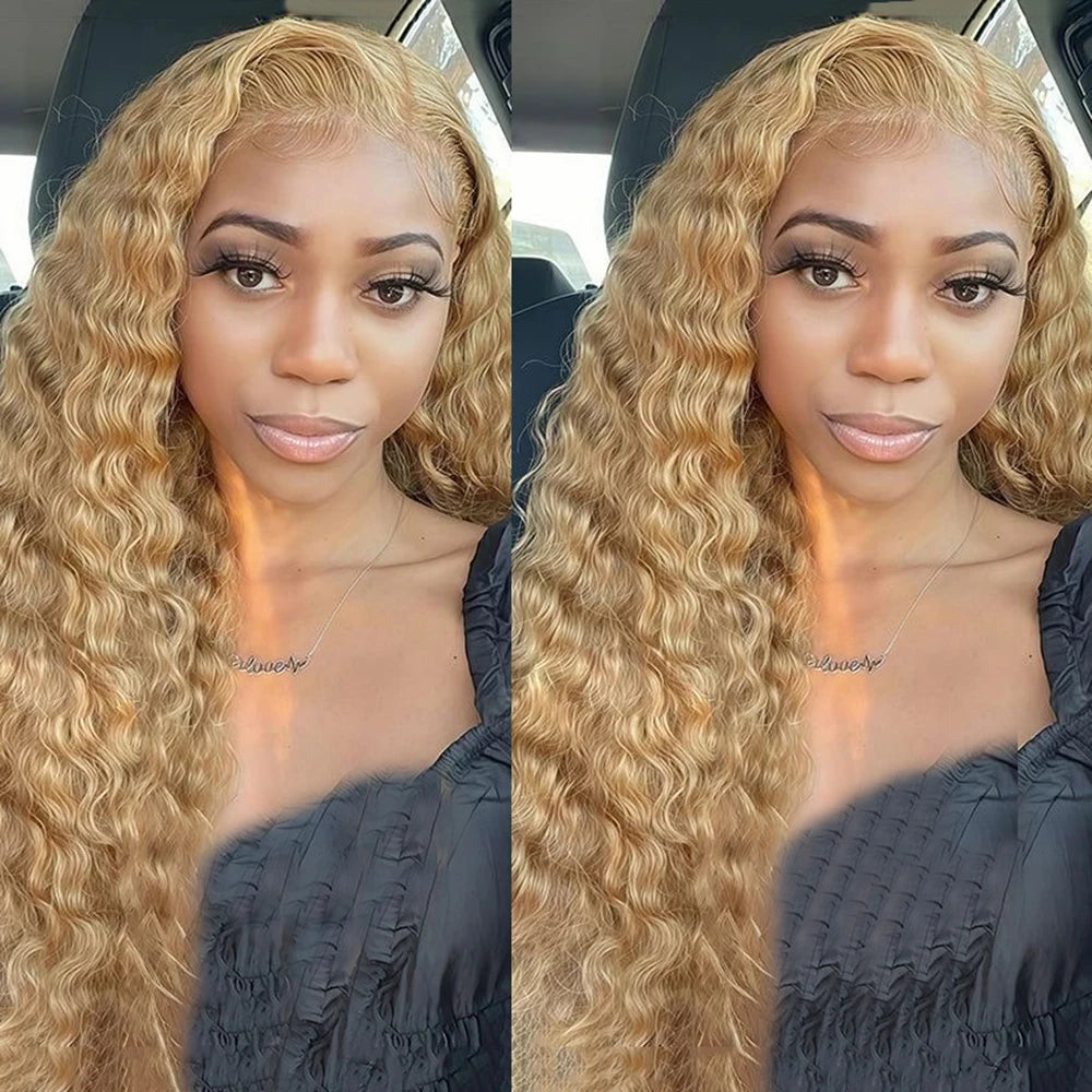 Chocolate Brown Deep Wave Glueless Frontal Wig | Sophisticated 13x4 Light & Medium Brown Lace | Elegant "Bouncy Curly" Silhouette | "Dignified" High-Temperature Fiber for Radiant Versatile Styling Luxegan