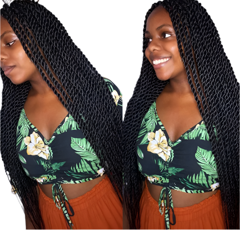 Senegalese Twist & Box Braids Wig | Lace Front | Pre-Plucked | Kanekalon Hair | Black Women