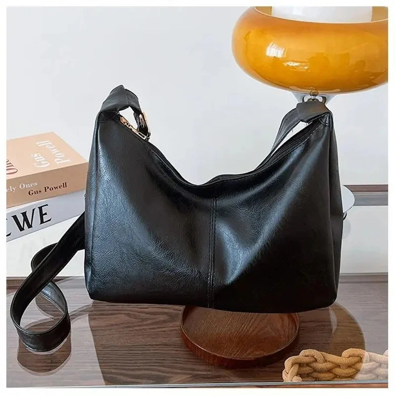 Maillard Style PU Leather Commuter Tote | Vintage High-Capacity Fashion Handbag | Stylish Texture Crossbody & Shoulder Bag for Women (Temperament Collection) Luxegan
