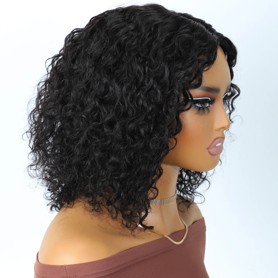 Rebecca Short Curly Bob Wig | Glueless 100% Brazilian Remy Human Hair with Middle Part Luxegan