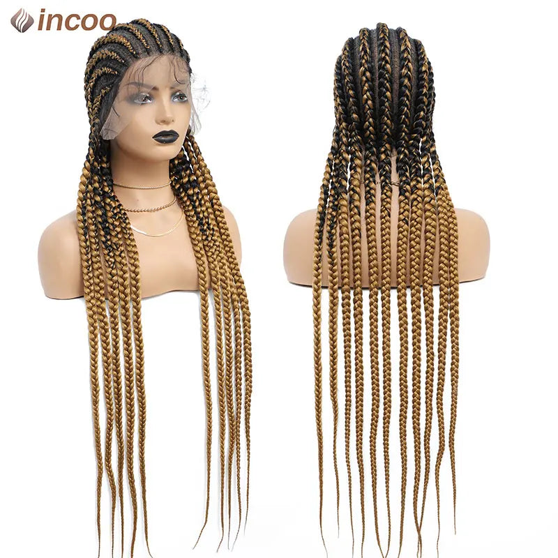 36" Twist Braided Wig | Cornrows & Goddess Braids | Full Lace Frontal | Baby Hair Luxegan