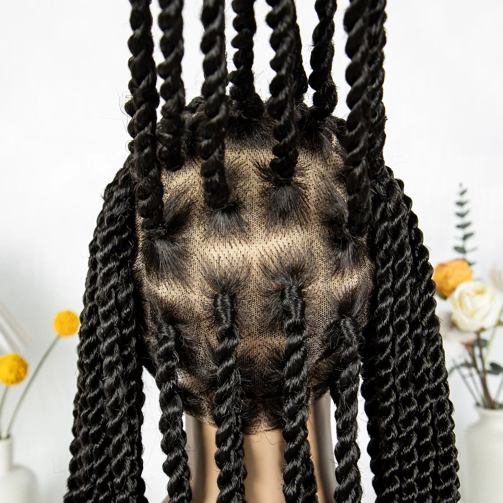 Real Shot High-Quality Twisted & Faux Locs Braided Wig | Transparent Full Lace Goddess Braids | Synthetic Hair for Black Women Luxegan