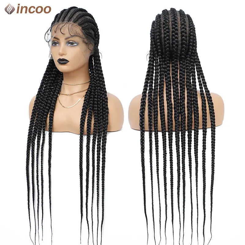 36" Twist Braided Wig | Cornrows & Goddess Braids | Full Lace Frontal | Baby Hair Luxegan