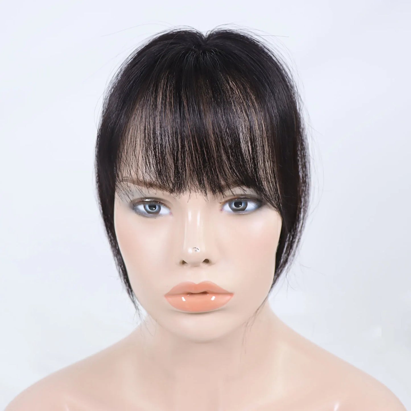 Wispy Clip In Bangs | Human Hair Fringe | Black & Brown Blunt Bangs Luxegan