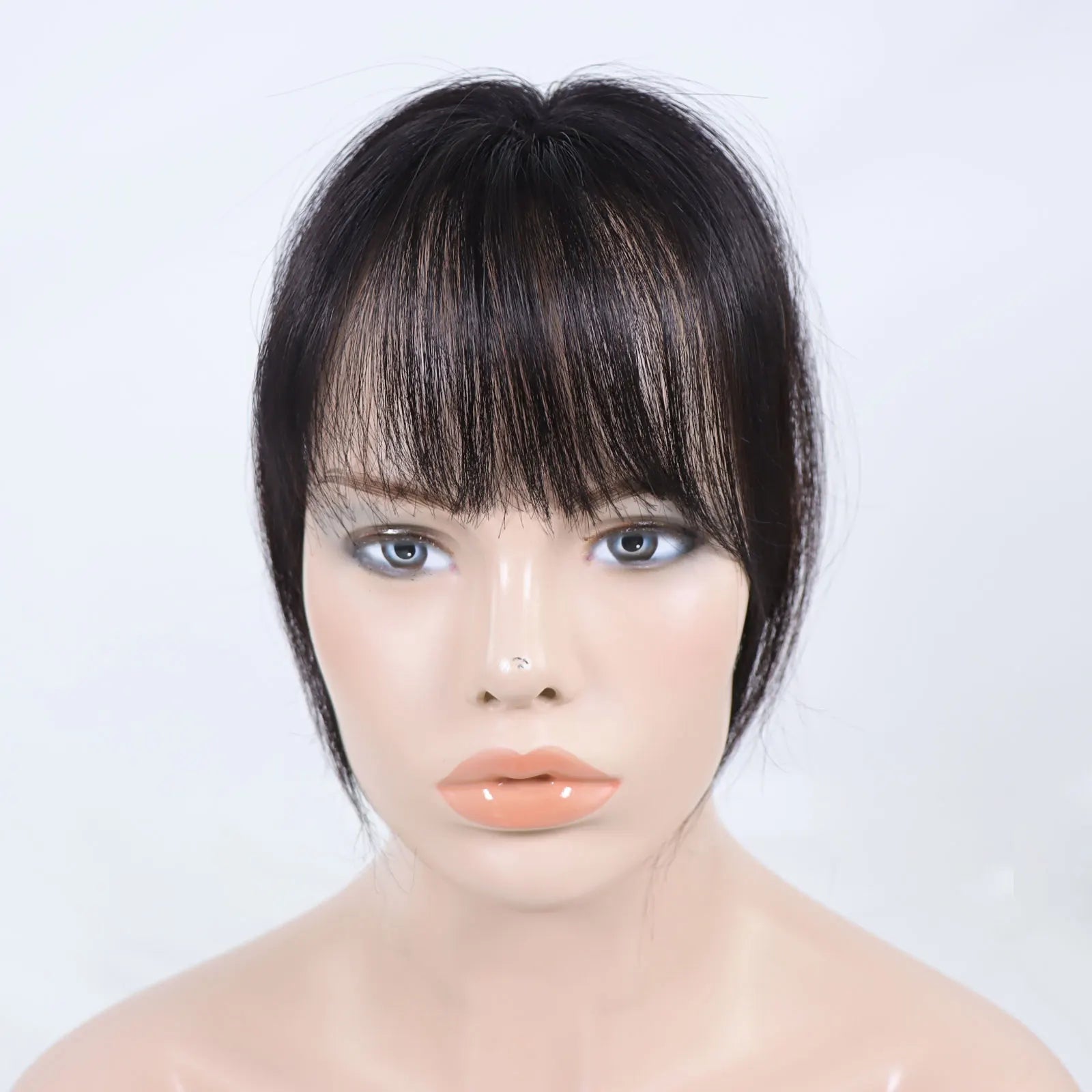 Wispy Clip In Bangs | Human Hair Fringe | Black & Brown Blunt Bangs Luxegan