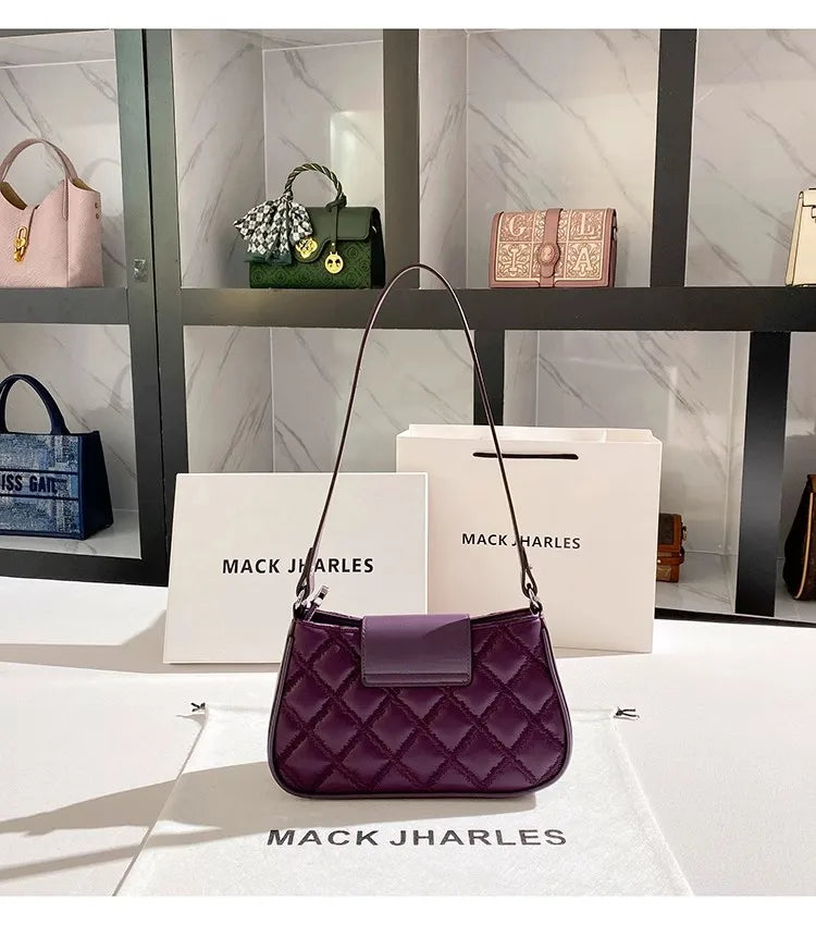 High-Quality Fashion Lattice Diamond Box Bag | Textured Square Saddle Handbag | Women’s Luxury Shoulder & Messenger Purse Luxegan