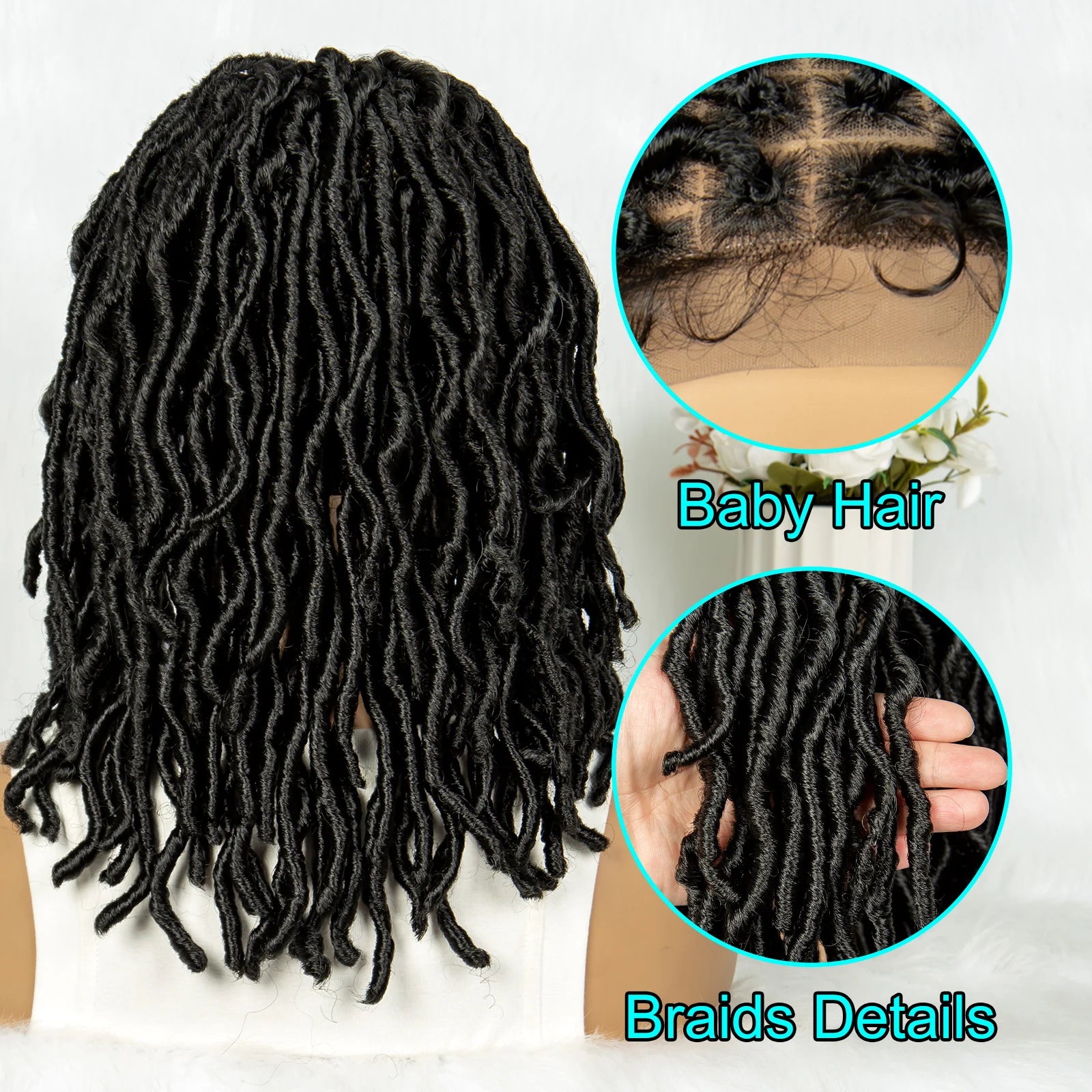 Lightweight Curly End Box Braids Wig | Lace Front Cornrows Luxegan