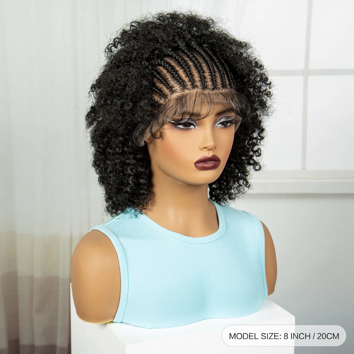 Afro Kinky Curly Cornrow Braids Wig | Full Lace | Baby Hair | Natural Look Luxegan