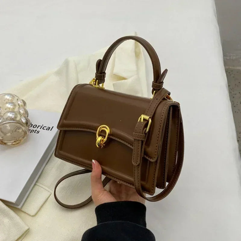 Vintage Square Satchel | Hard PU Leather Underarm & Crossbody Bag Luxegan