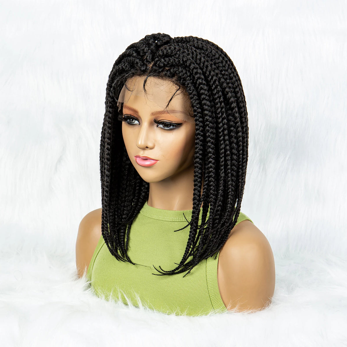Pelucas trenzadas Bob para mujeres negras Peluca de encaje completo con trenzas estilo cornrow Peluca sintética de encaje frontal con trenzas de caja sin nudos con cabello de bebé