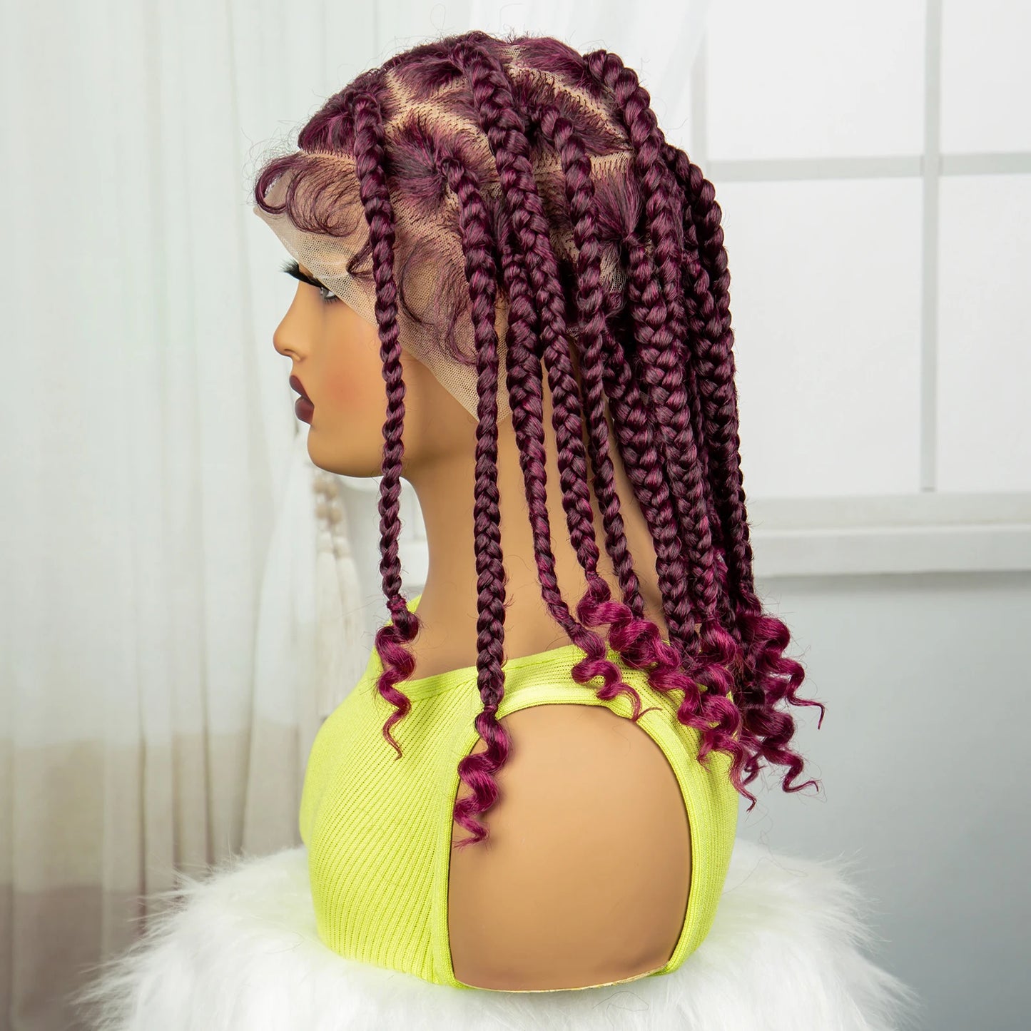HD Full Lace Knotless Box Braids Wig with Curly Ends | Baby Hair Luxegan