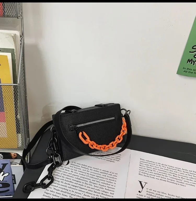 Hard Mini Flap Crossbody | Unisex Chain Messenger Bag Luxegan
