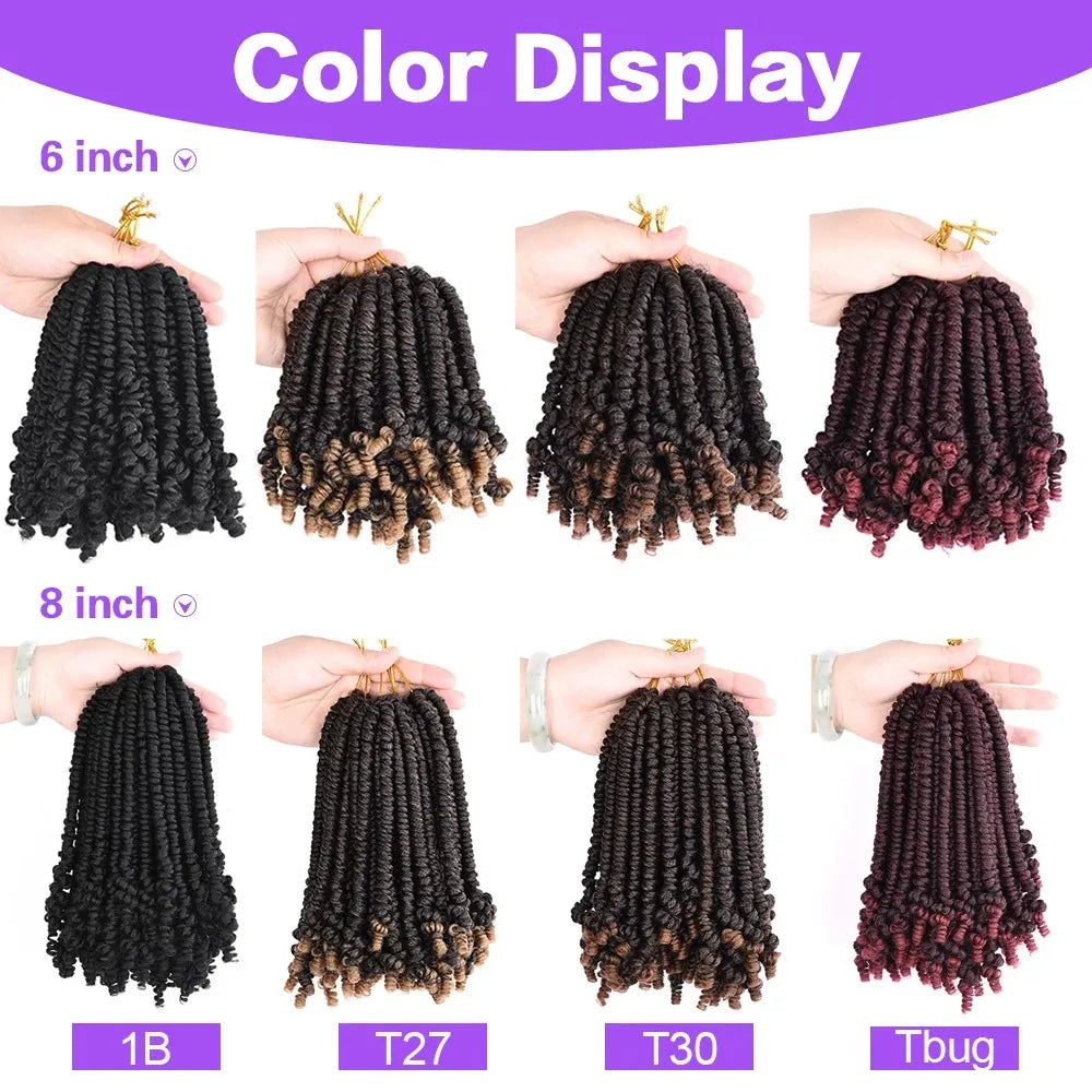 Bob Spring Twist Crochet Hair | Pre-Twisted Passion Twists | Pre-Looped Braids | 6-8 Inch | 20 Strands/Pack
