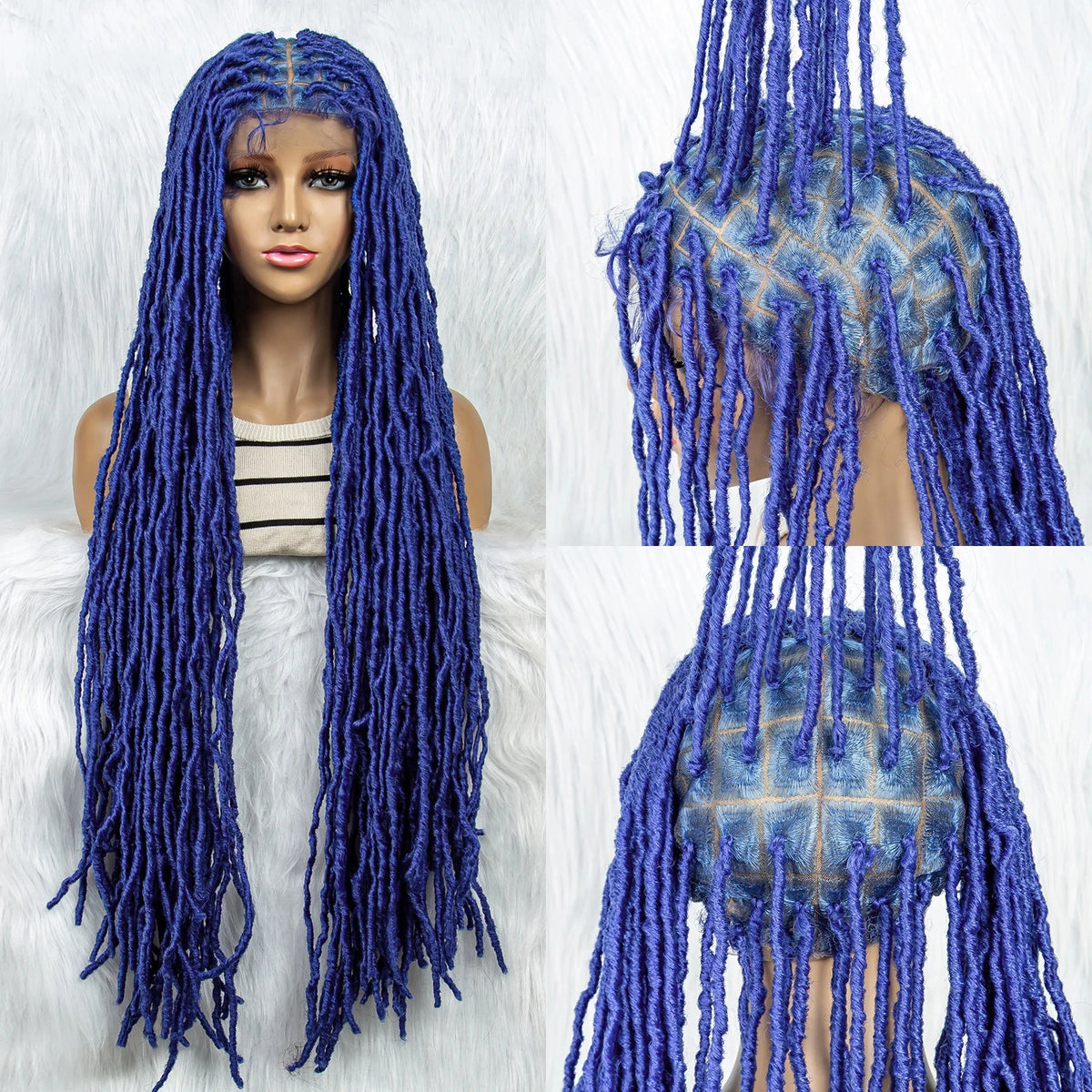 Pink & Blue Braided Wig | Full Lace Butterfly Locs & Dreadlocks