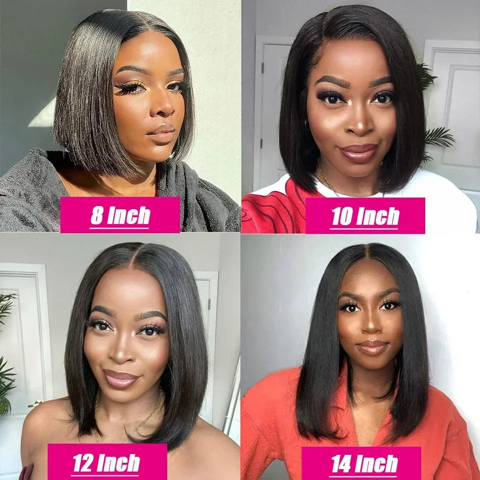 Natural Black Straight Short Bob Wig | 13x6x1 T-Part Lace Front Human Hair (180% Density, Wear & Go) Luxegan