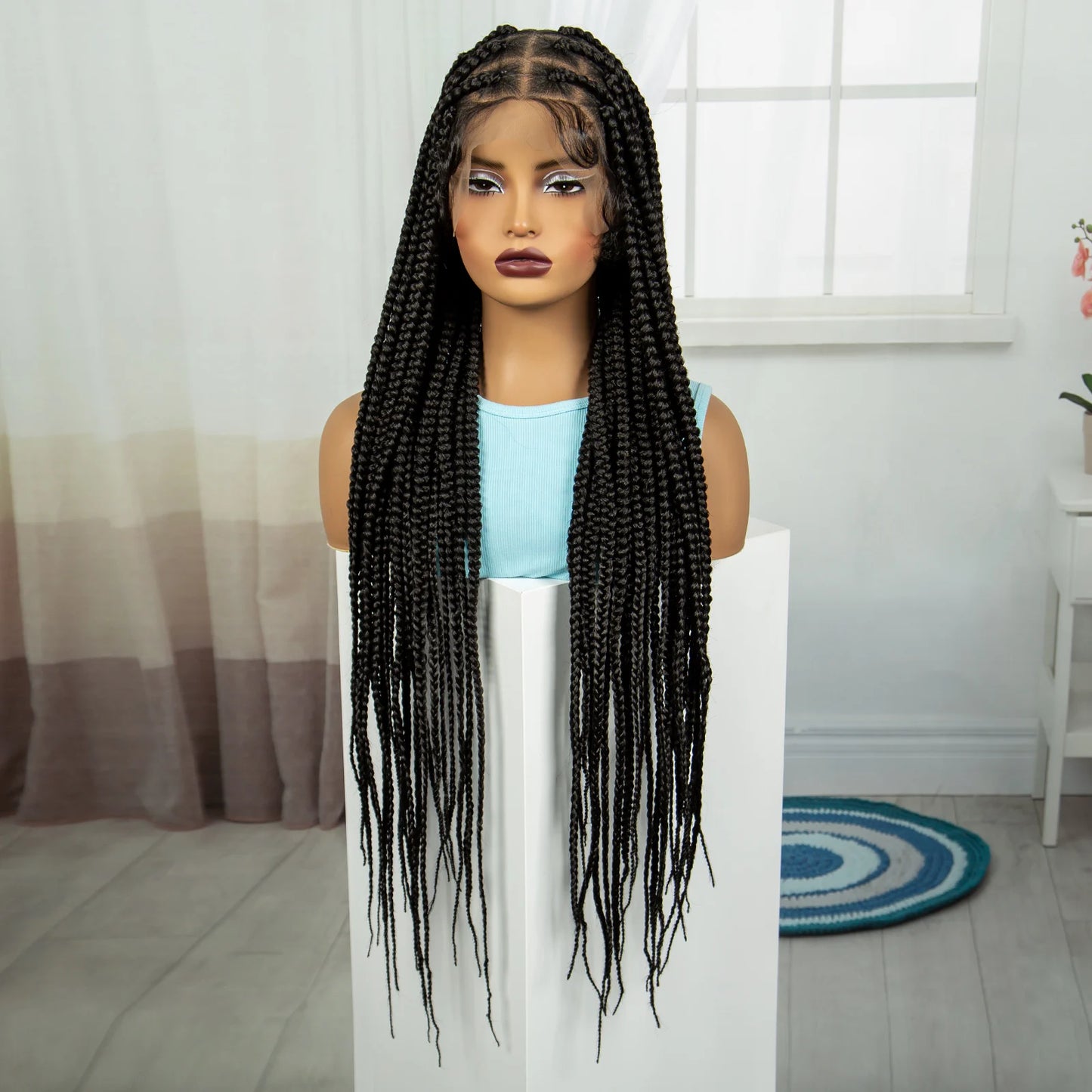 36" Knotless Box Braids Wig | Full Lace | Baby Hair | Natural Look Luxegan