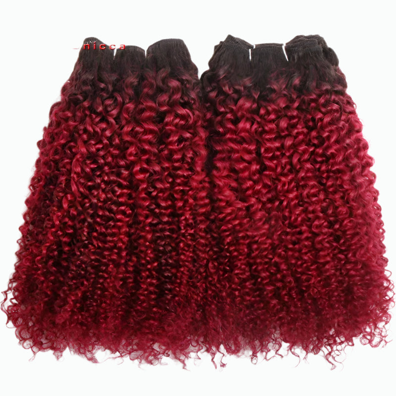 Peruvian Curly Bundles Human Hair - Jerry Curl Weaving, Double Drawn Remy Hair Extensions, Colored Bundles