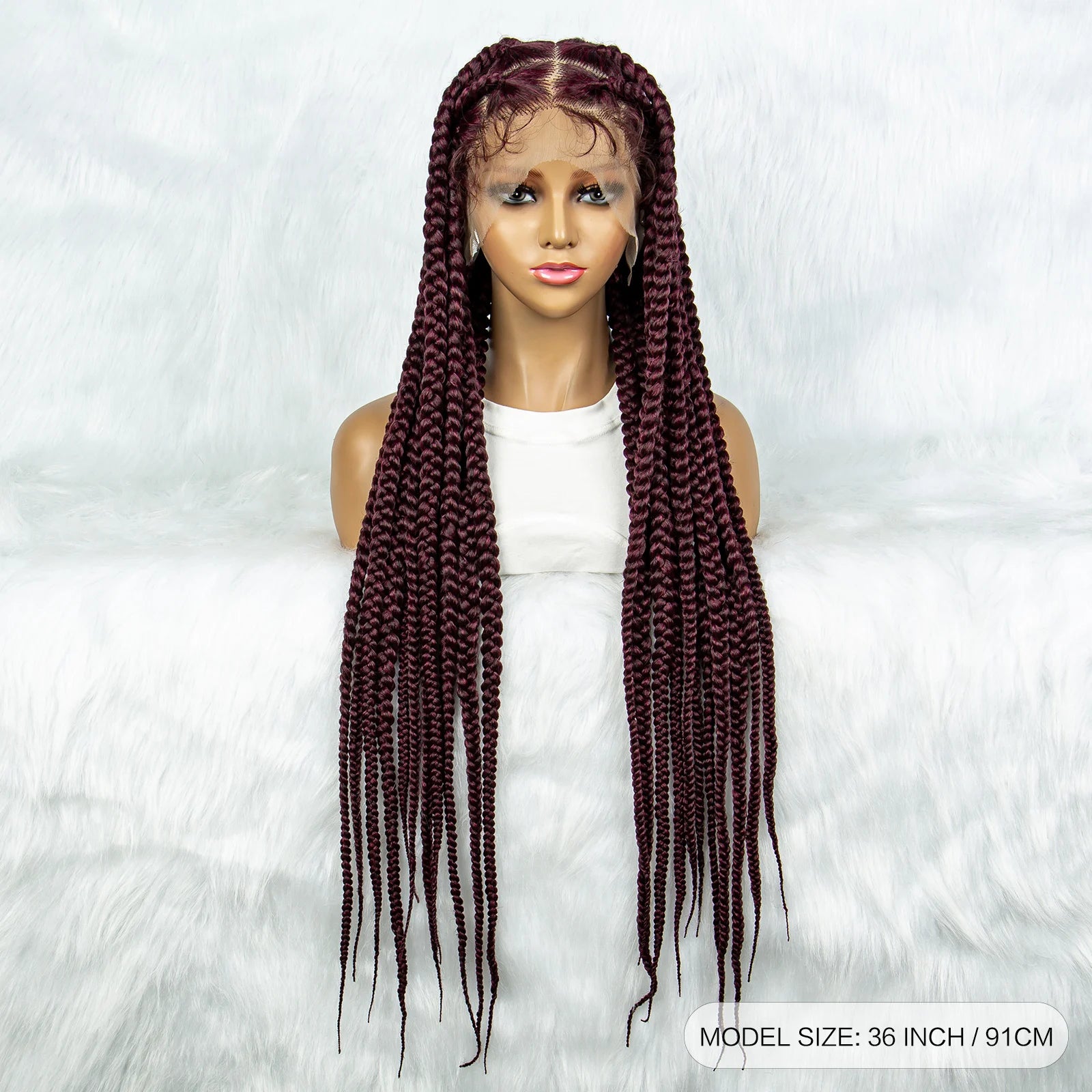 KIMA 36" Colorful Knotless Box Braids Wig | Lace Front & Baby Hair Luxegan