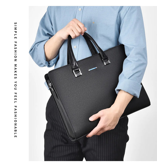 Luxury Office Business Briefcase | Sophisticated "14-Inch" Silhouette | Elegant Large Capacity Messenger Bag | "Dignified" High-Performance PVC Business Essential for Radiant Versatile Styling Luxegan