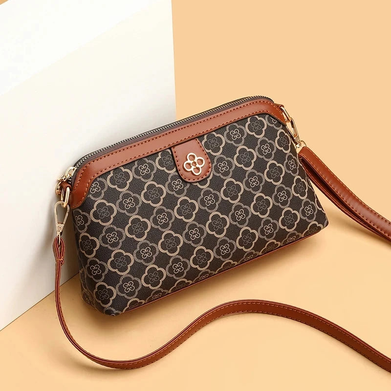 High Quality PU Lea ther Women's Small Crossbody Shoulder Bag | Luxury Handbag Lady Messenger Bag (Simple Shell Phone Satchels, Plaid Pattern) Luxegan