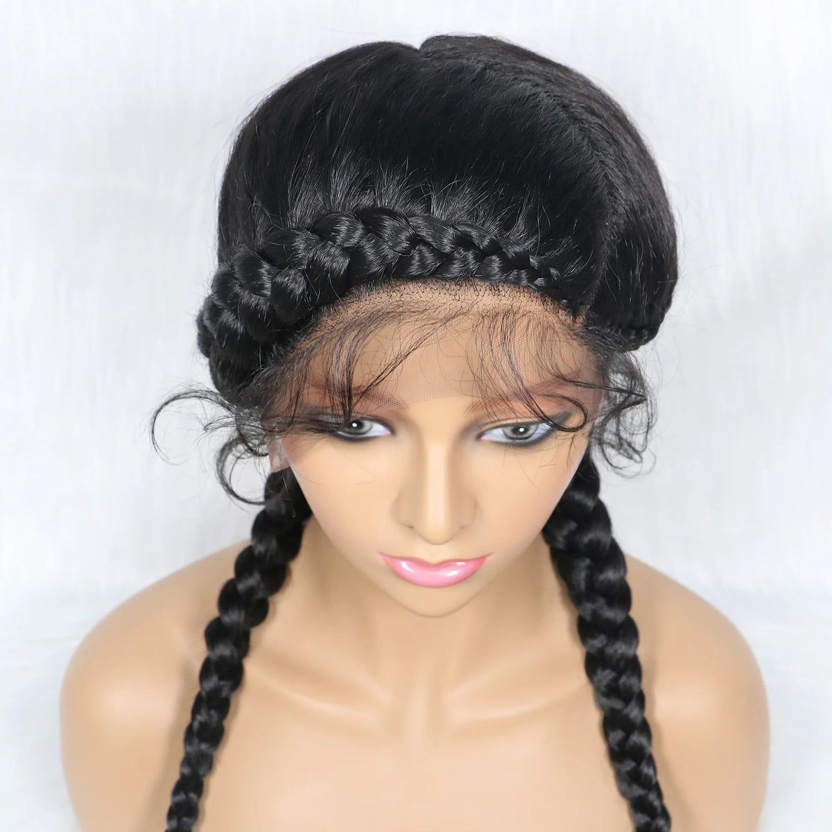 24" Dutch Cornrow Box Braid Wig | Lace Front Synthetic Wig with Baby Hair | Afro Wig for Black Women | High-Temp Fiber Luxegan