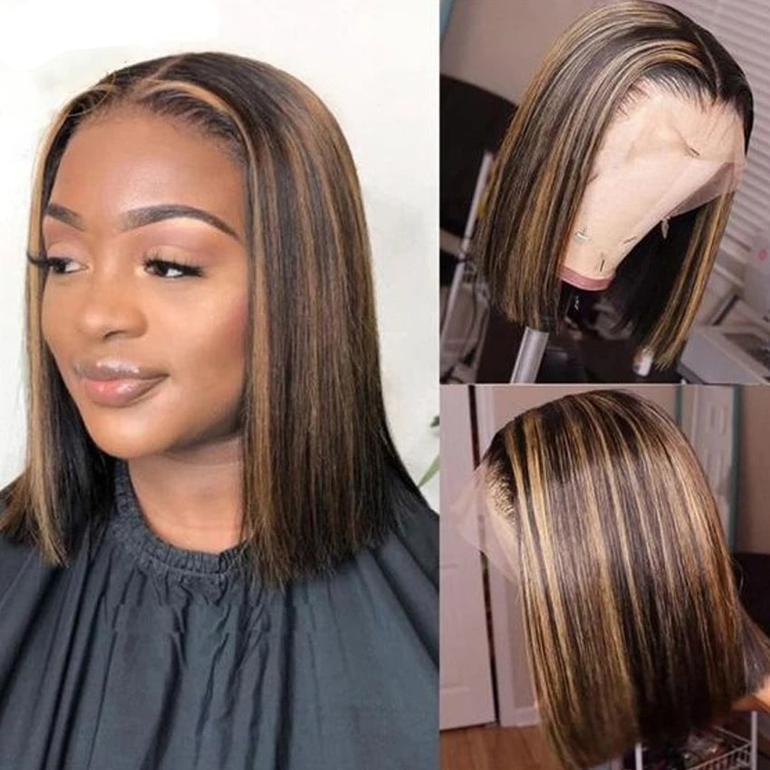 Highlight Ombre Bob Wig | 13x4 Lace Front Human Hair with Baby Hair Luxegan