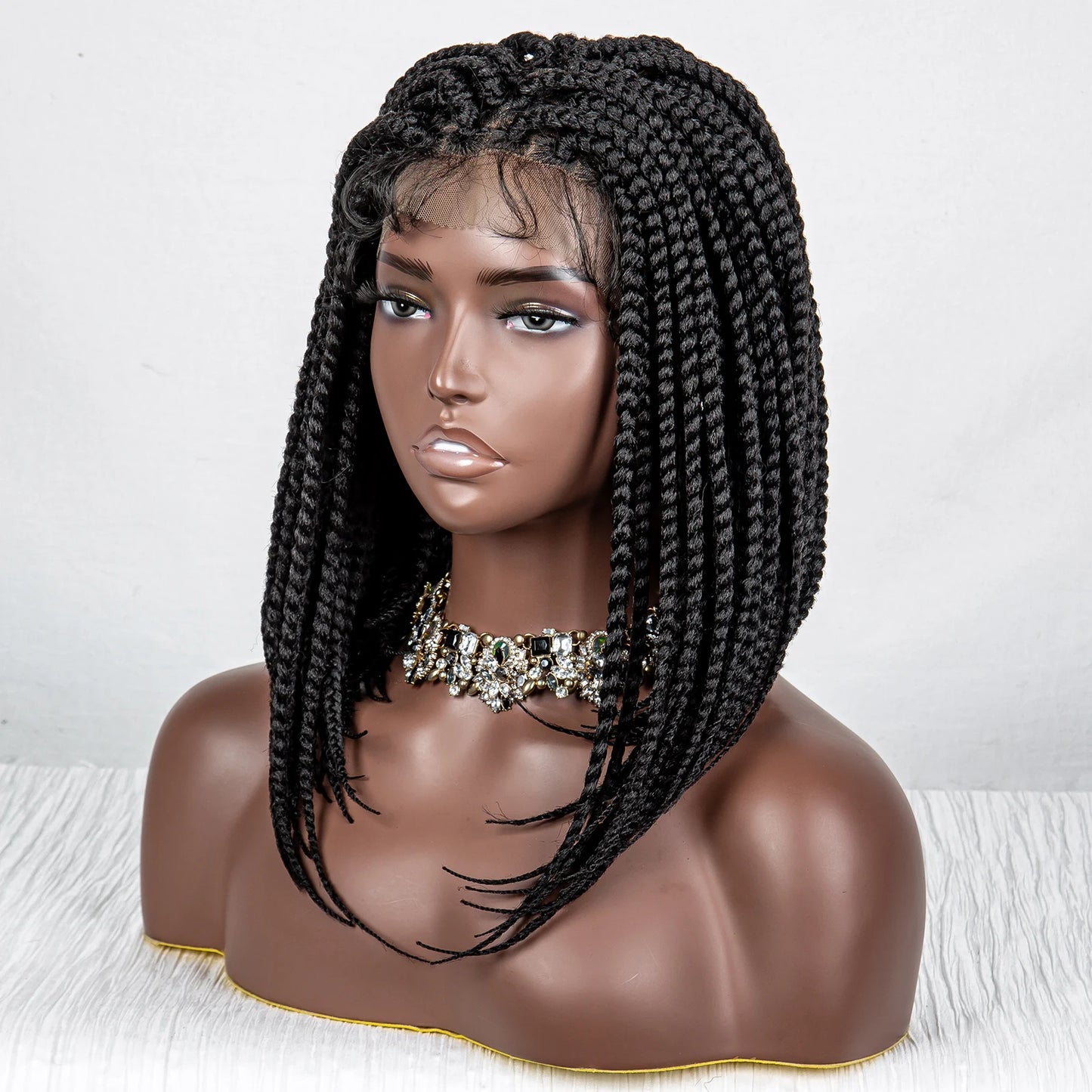 14" Short Bob Knotless Box Braids Wig | Transparent Full Lace Front Luxegan