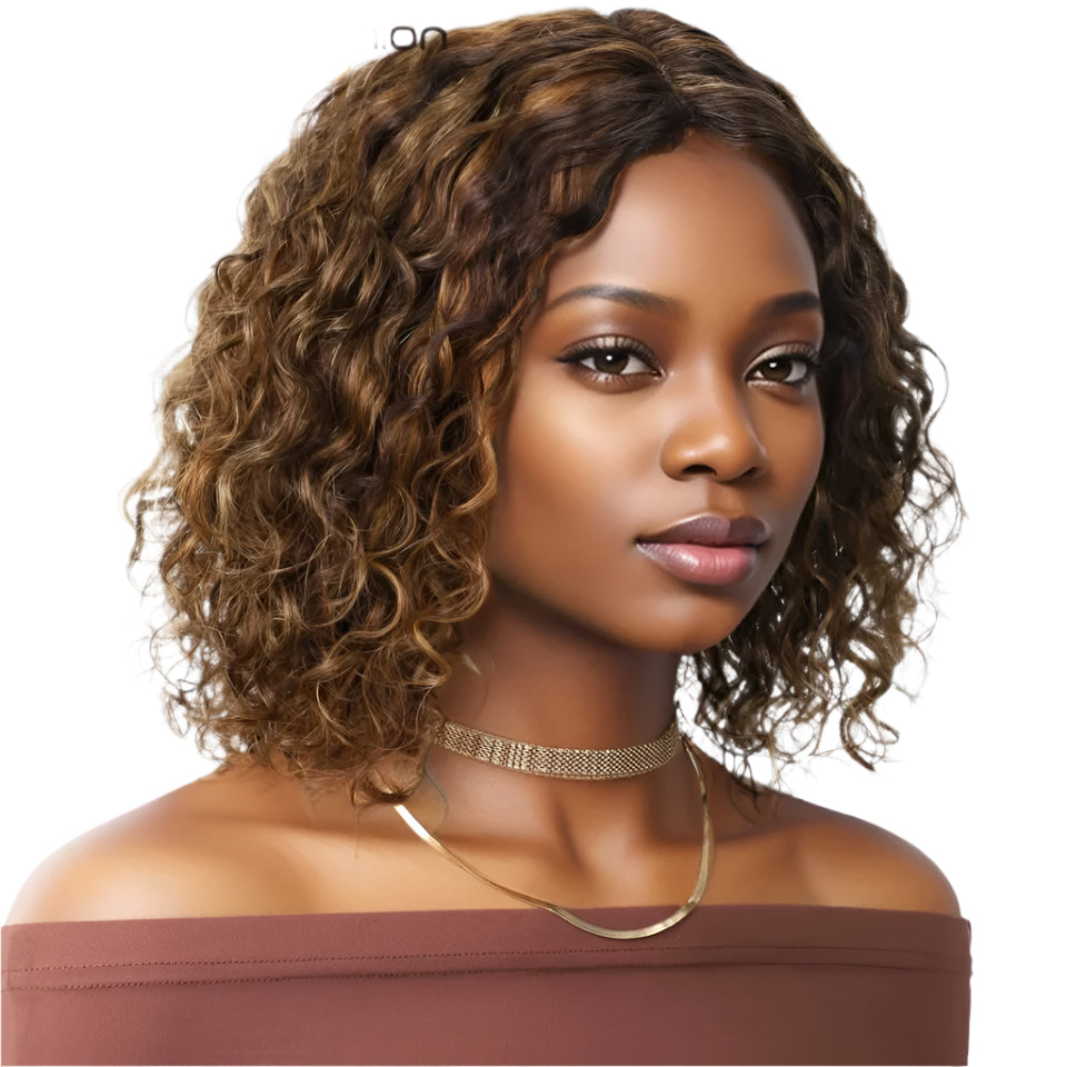 Rebecca Short Curly Bob Wig | Glueless 100% Brazilian Remy Human Hair with Middle Part Luxegan