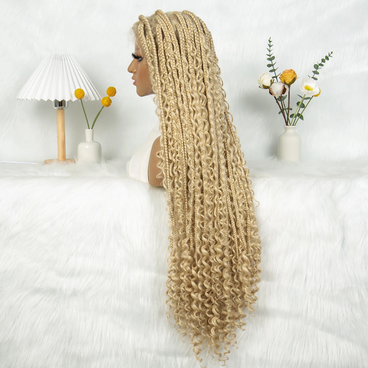 Blonde Bohemian Knotless Box Braids Wig | Transparent HD Full Lace Luxegan