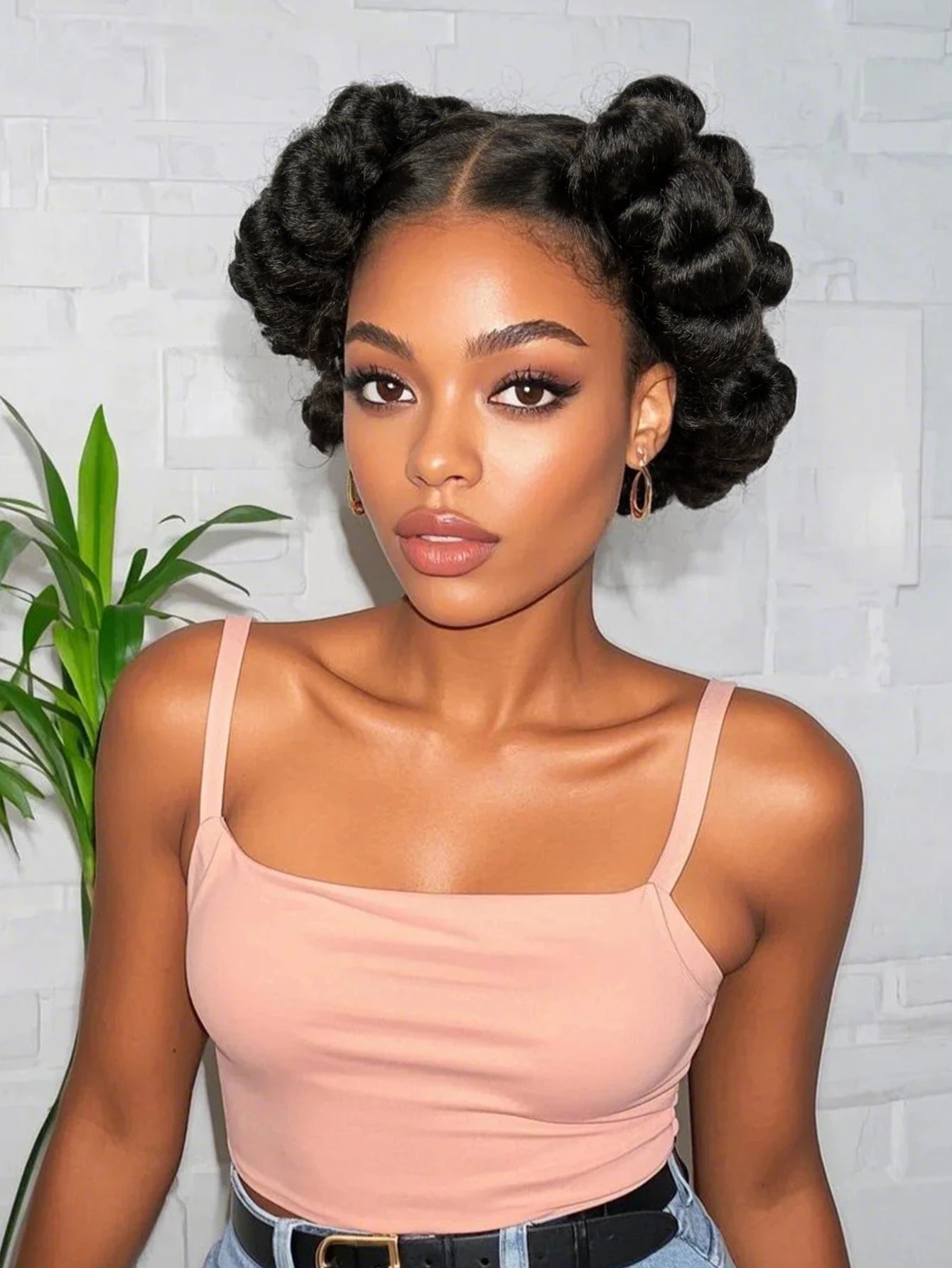 Short Cute Handmade Bantu Knotless Braided Wig with Baby Hair | Full Lace Synthetic Wig for Black Women