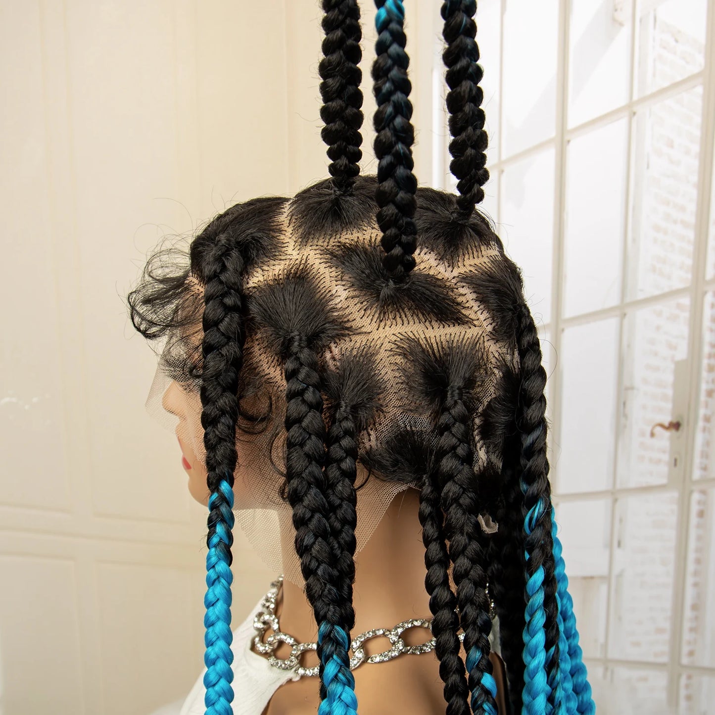 36" Big Knotless Box Braided Full Lace Wig | Cornrow Braiding Wig | Baby Hair | Synthetic Braids | For Women