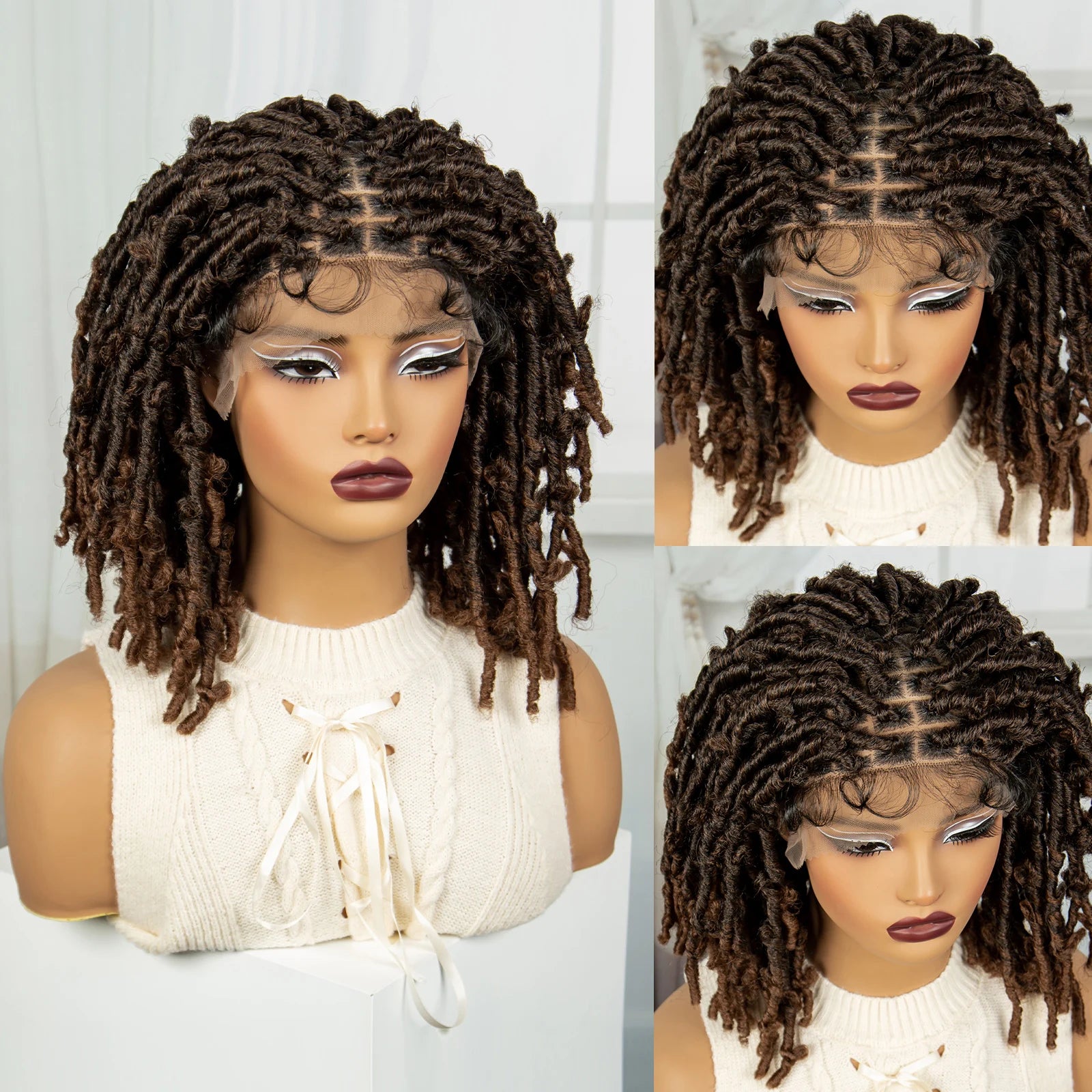 Burgundy Knotless Butterfly Locs Wig | Synthetic Lace Front Luxegan