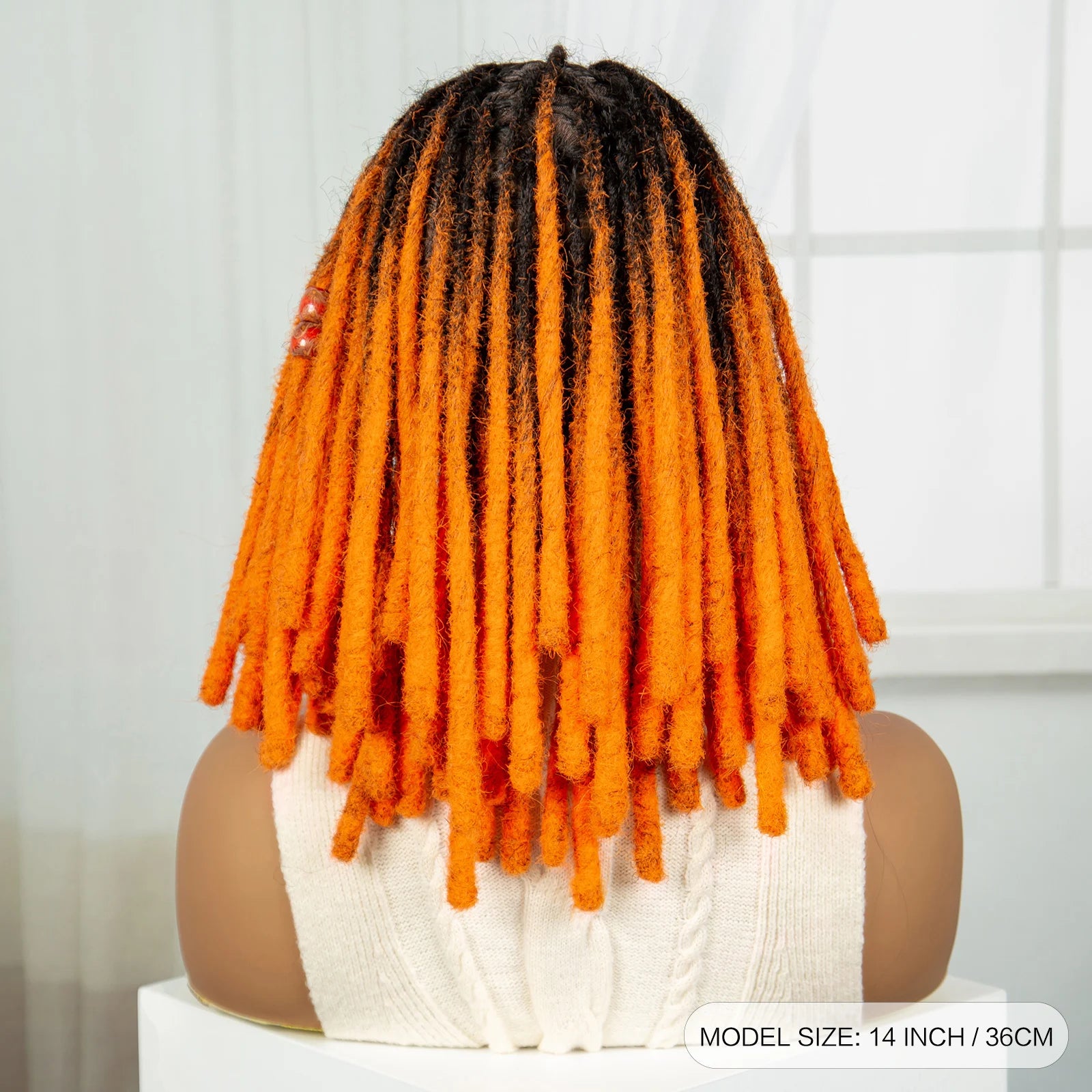Orange Knotless Faux Locs Braided Wig | Full Lace | Baby Hair Luxegan