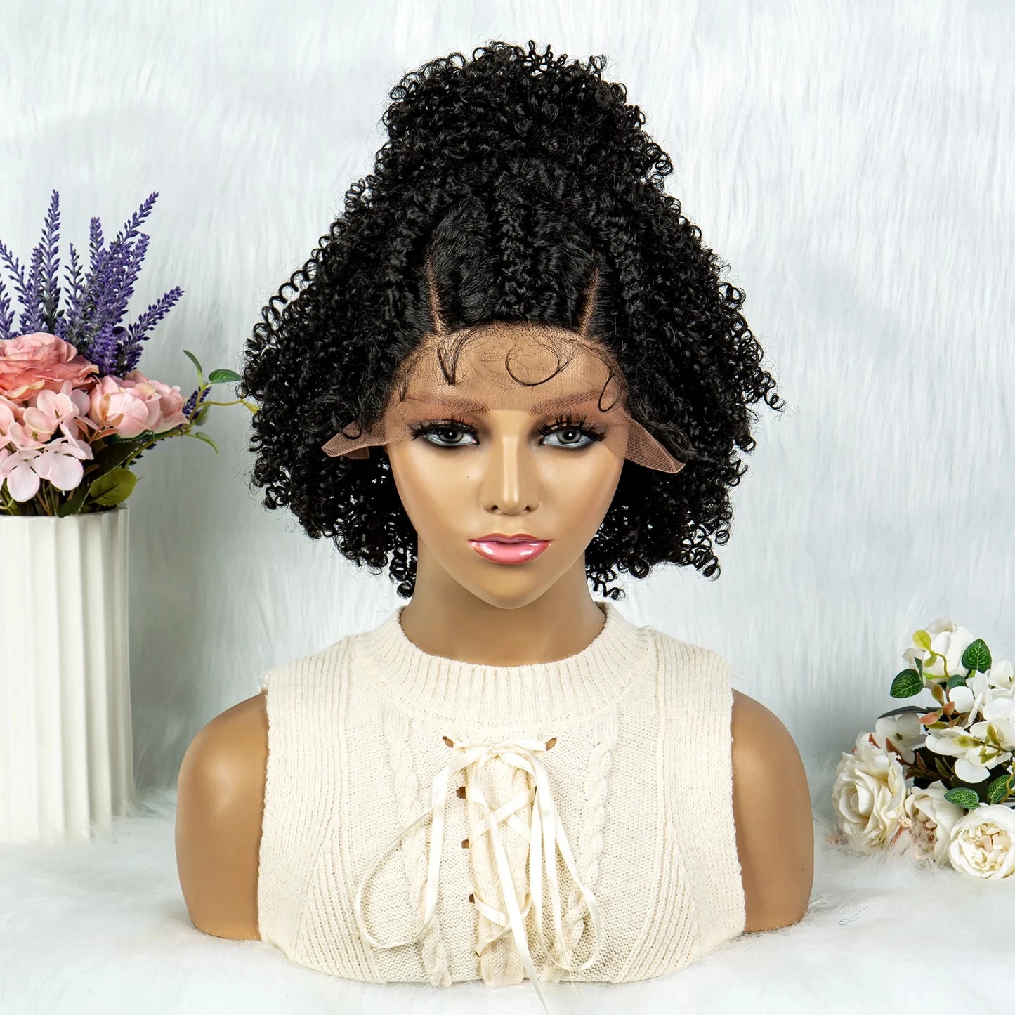 Braided Wigs Synthetic Lace Wig Braided Wigs With Baby Hair For Black Women Wig Jerry Curly Hair Wigs Curly Bob Wig Luxegan