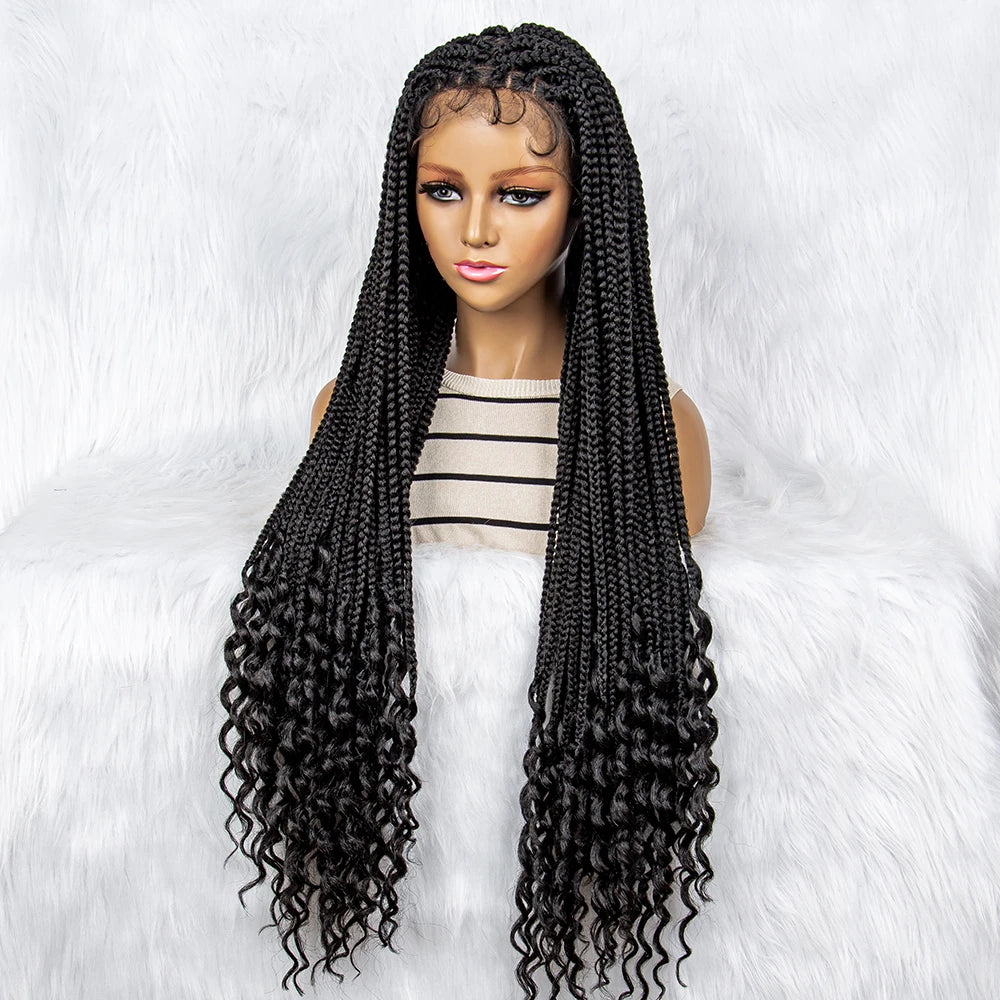 KIMA Goddess Box Braids Wig | Curly Accents | Full Lace Luxegan