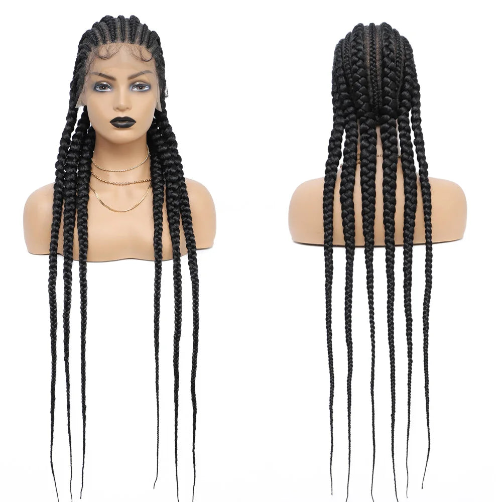 36" Cornrow Braided Wig | Full Lace Frontal | With Baby Hair | For Black Women