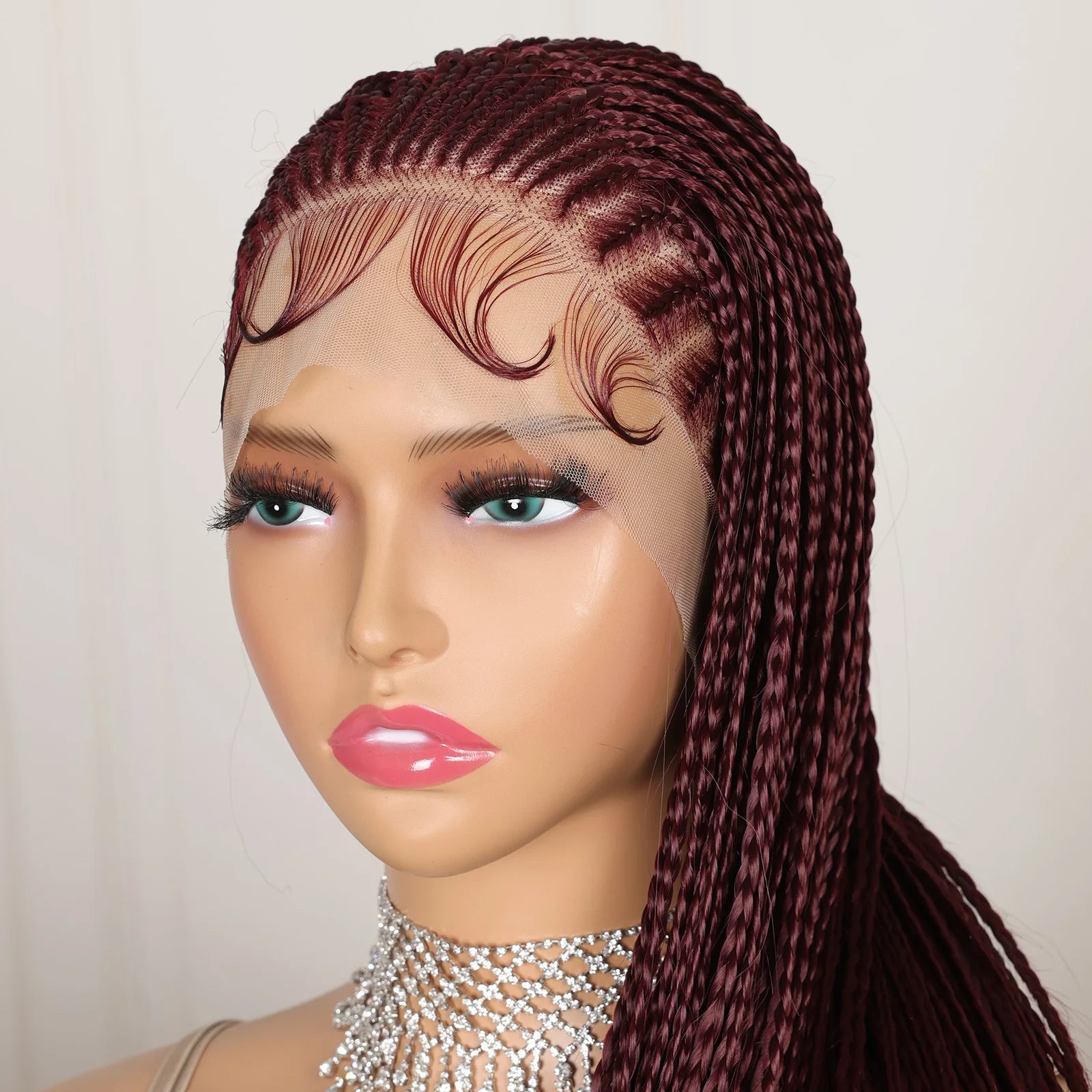 99J Burgundy Goddess Twist Braids Wig | HD Lace Frontal | Knotless | Baby Hair Luxegan