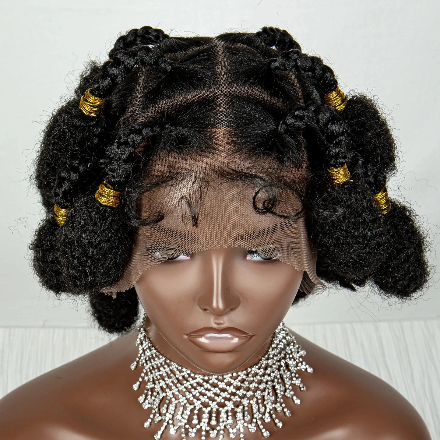 Burgundy Bantu Braids Wig | Handmade Full Lace | Baby Hair Luxegan