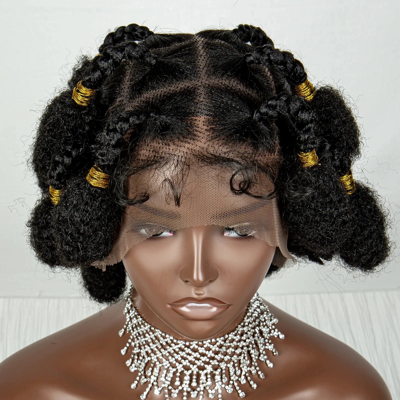 Short Bantu Knotless Braids Wig | Handmade Cornrow Accents | Full Lace Luxegan