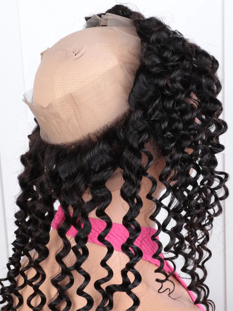 180% Density Deep Wave 360 Lace Frontal Wig | Transparent Swiss Lace Brazilian Remy Human Hair (12-20 Inch)
