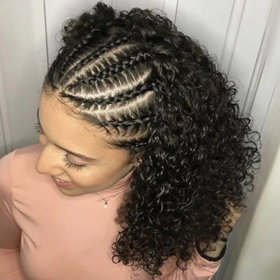 Short Bob Braided Wig | Curly Triangle Knotless Box Braids | 13x4 Lace Front | Human Hair | Bob Braids Wig